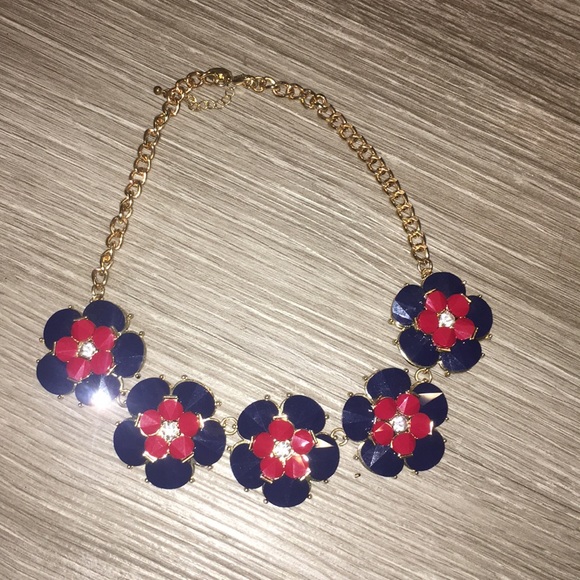 Blue and Pink Flower Necklace - Picture 1 of 1